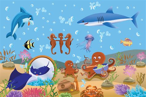 Kids Under The Sea Wallpaper Mural Hovia Uk Фрески Для детей Дети