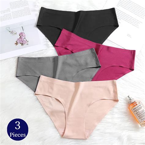 trowbridge 3pcs women s panties set seamless underwear silk satin soft woman briefs skin