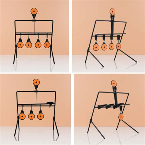Steel Shooting Targets W 5x Auto Reset Spinning Target Rifle Pistol