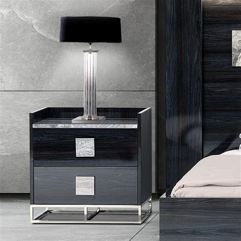 Contemporary Designer Italian Bedside Cabinet With 2 Drawers Luxury