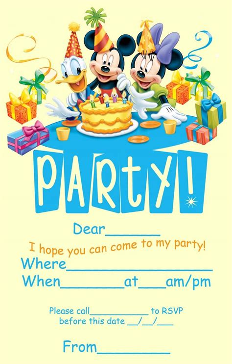 Best Disney Birthday Invitations Modern Designs Free Printable Party