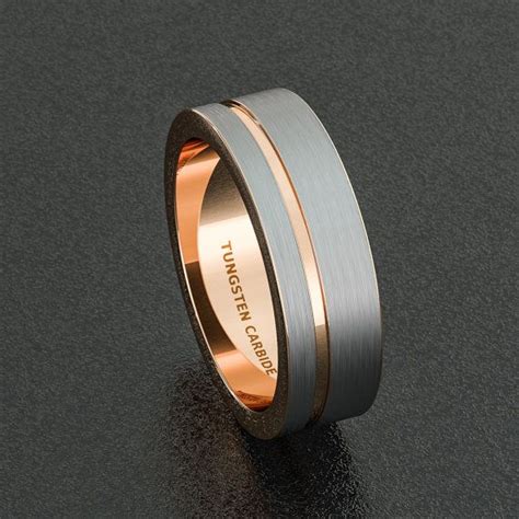 Mens Wedding Band 8mm White Tungsten Ring 