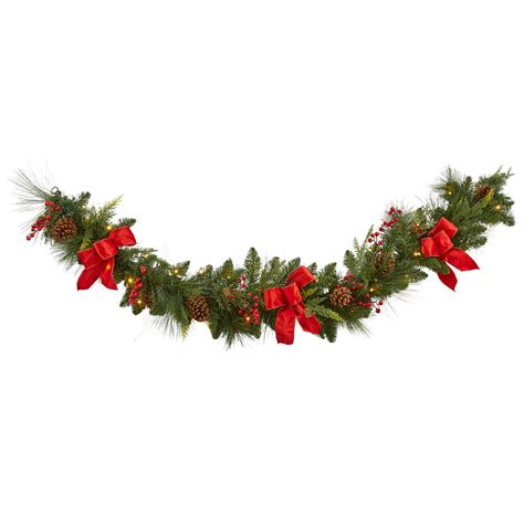 Brylanehome Christmas Pre Lit Classic 6 Garland Green Red