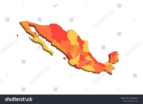 Mexico Political Map Administrative Divisions States Stock Vector