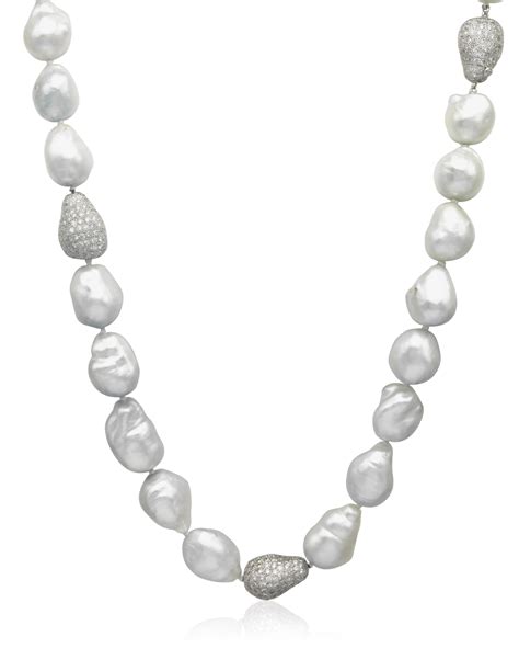 Group Of Cultured Baroque Pearl And Diamond Necklaces Christies
