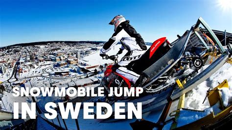 It may look funny, but the ability to double effectively on a snowmobile can be crucial in several mountain riding situations. 220ft Snowmobile Jump in Sweden - Daniel Bodin 2013 - YouTube