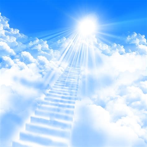 Laeacco Wonder Shining Cloudy Stair To Heaven Blue Sky