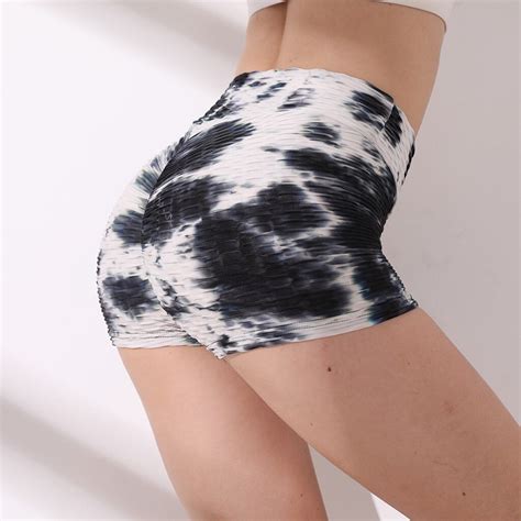 Womens Shorts Biker Shorts Women 3d Push Up Leggings Tie Dyed Print