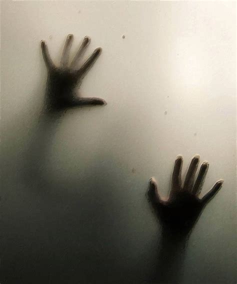 Hands Pressed Against Window Glass Frosted Painting Painting By Tony