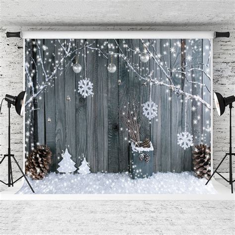 Greendecor Polyster 7x5ft Christmas Background Snowflake Backdrops