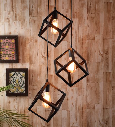 Buy Black Metal 3 Light Cluster Hanging Lights By Decorativeray Online Cluster Hanging Lights