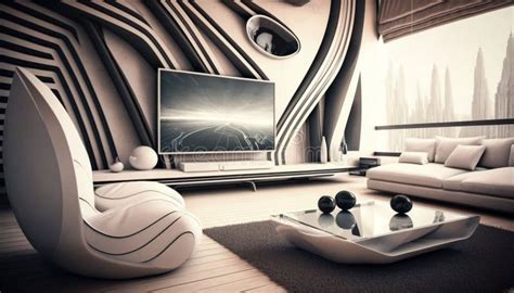 A Modern Futuristic Living Room Interior Design Futurism Decor