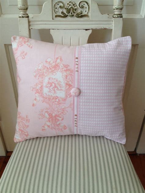 French Country Pillow Cover Shabby Chic Pillow Paris Pink Toile