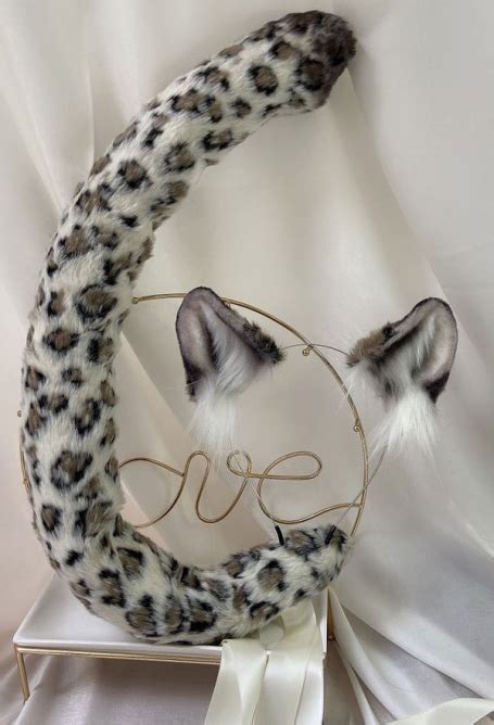 Original White Leopard Ears Headband And Tail Kc Set Handmade Faux