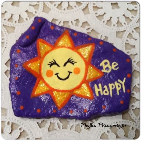 A Happy Sun Painted Rock By Phyllis Plassmeyer Painted Rocks Rock