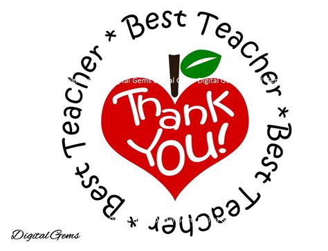 Best Teacher Thank You Teacher Svg Dxf Eps Png Files Digital