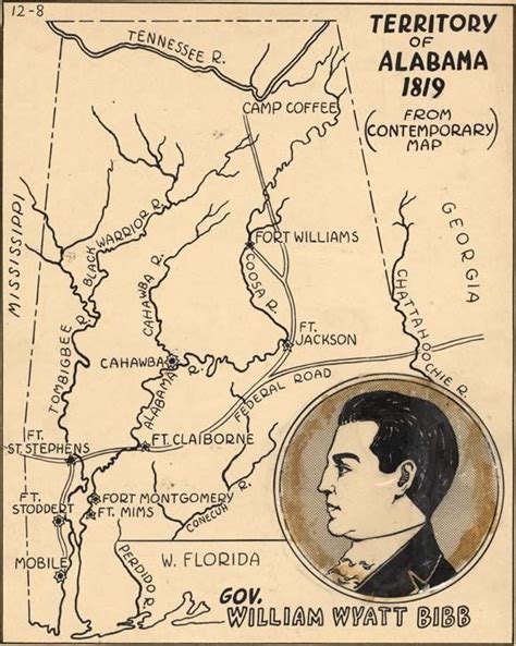 Map Showing The Territory Of Alabama In 1819 Alabama Dept Of Archives