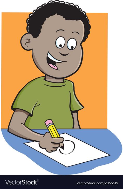 Cartoon Boy Writing Royalty Free Vector Image Vectorstock