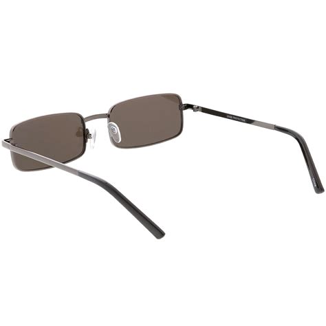 Retro Unisex Small Rectangle Mirrored Flat Lens Sunglasses Zerouv