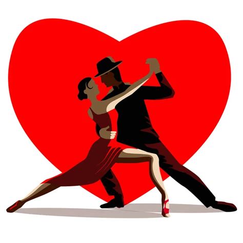 Pareja Bailando Tango Icono De Dibujos Animados — Archivo Imágenes