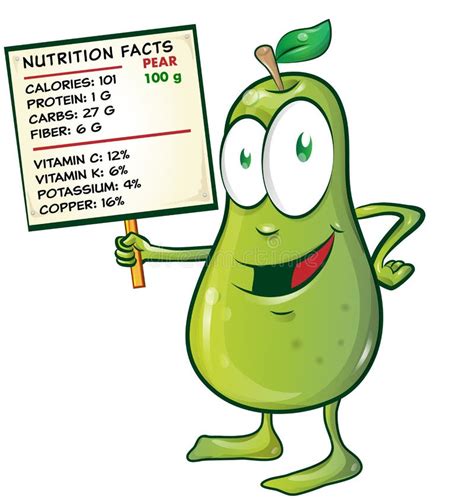 Pear With Nutrition Facts Label Concept Of Health Stock Vector