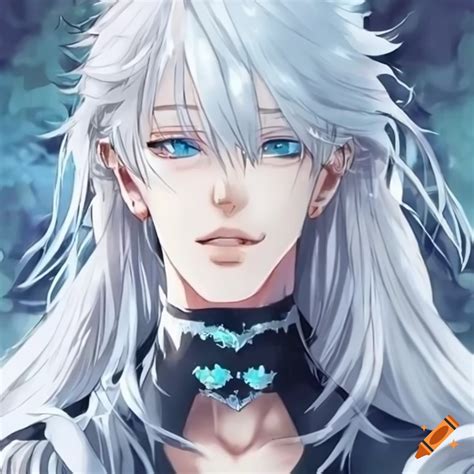 Anime Character With Long White Hair And Blue Eyes
