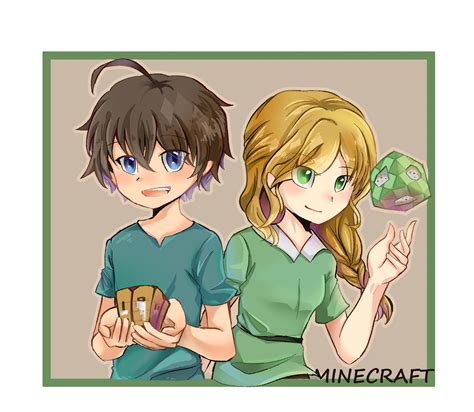 Steve And Alex Minecraft Minecraft Anime Minecraft Drawings