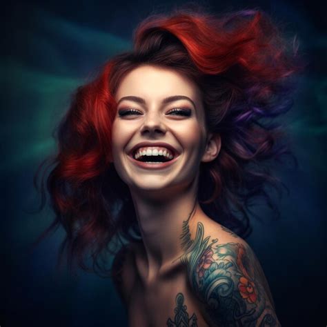 Premium Ai Image A Woman With Red Hair Has A Tattoo Of A Womans Hair