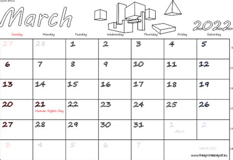 March 2022 South Africa Calendar Besplatni Pdf Za Ispis