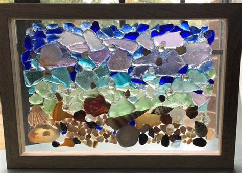 Sea Glass Ocean Mosaic Sea Glass Crafts Glass Window Art Glass Crafts