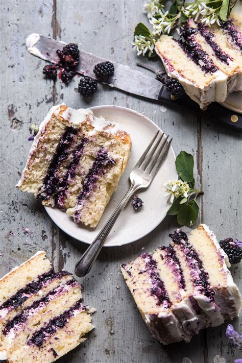 Blackberry Lavender Naked Cake With White Chocolate Buttercream Half Baked Harvest