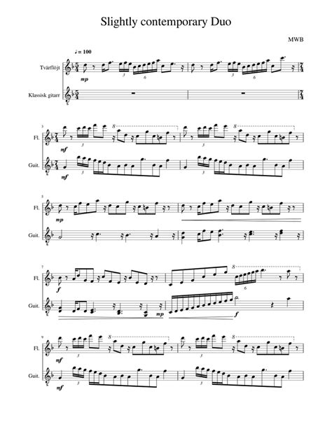 Slightly Contemporary Duo For Guitar And Flute Sheet Music For Flute