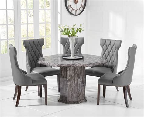 Dining set for dining room kitchen furniture (4 leg table +4 white chairs) 4.7 out of 5 stars 418. Octagonal grey marble dining table and 4 grey chairs - Homegenies