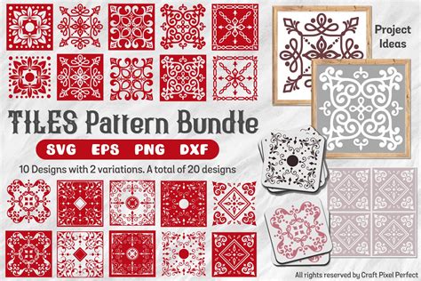 Download Tile Patterns Bundle, Coaster Patterns Svg, Coaster Svg (271202) | SVGs | Design Bundles