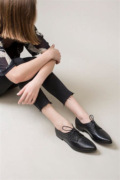 Black Oxfords Women Oxford Shoes Lace Up Shoes Formal Office Shoes Black Flat Leather Shoes
