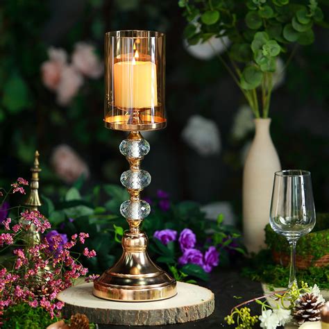 Efavormart 17 Tall Gold Metal Pillar Votive Candle Holder With