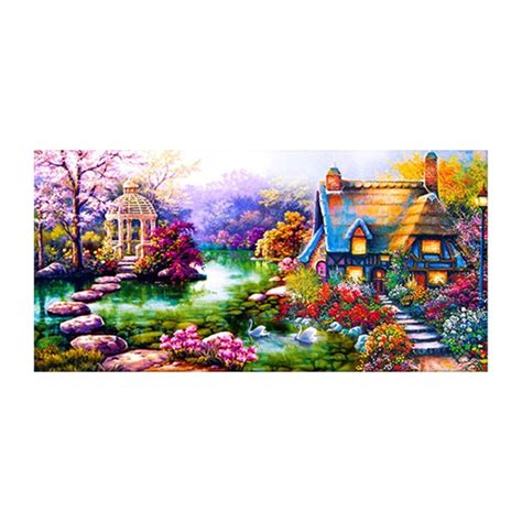 Diy 5d Diamond Mosaic Landscapes Garden Lodge Painting Cross Stitch