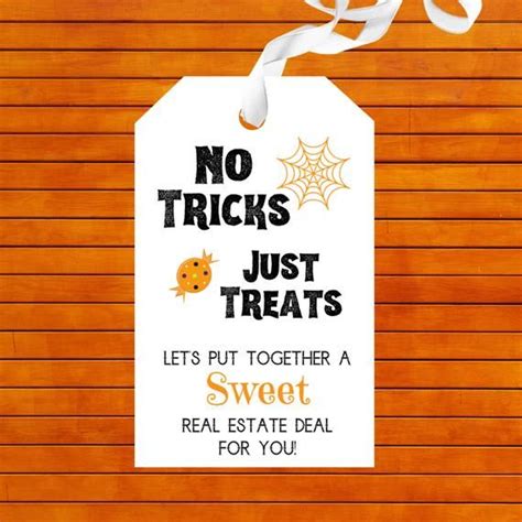 No Tricks Just Treats Real Estate Printable Referral Pop By Etsy