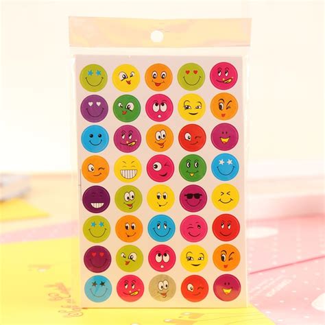 10 Sheetsset Cartoon Cute Smile Face Emoji Sticker Teacher Reward