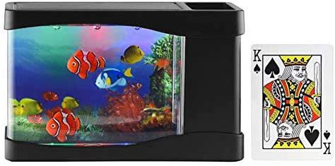 Playlearn Mini Aquarium Fake Fish Tank With Led Lights For Office And