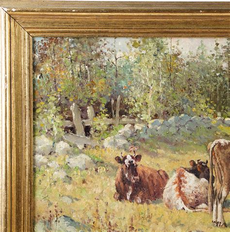 Edward Burrill Jr Antique American Impressionist Cow Grazing