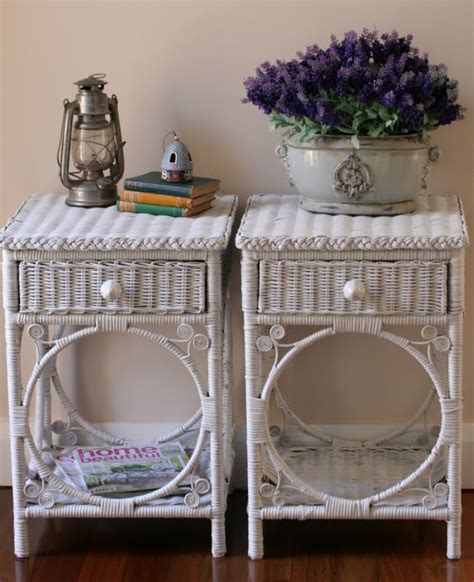 Lilyfield Life Painted White Wicker Bedside Tables