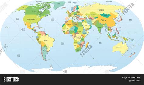 Highly Detailed Political World Map Image And Photo Bigstock