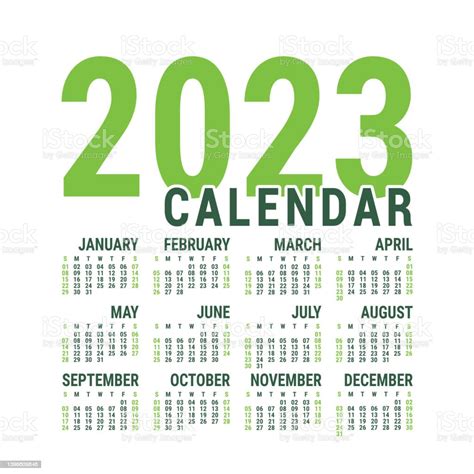 Vetores De Calendário 2023 Ano Modelo Quadrado Vetorial Em Inglês
