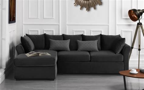 Classic L Shape Couch Large Velvet Sectional Sofa With Extra Wide