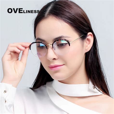 high quality new women half rim glasses eyeglasses frame prescription designer brand clear