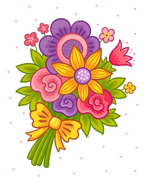 Ramo De Flores De Dibujos Animados De Colores Para Una Princesa