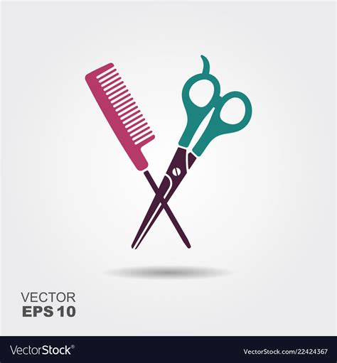 Hair Salon With Scissors And Comb Icon Royalty Free Vector