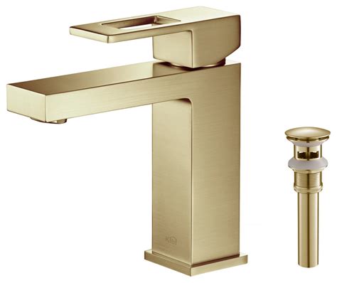 Cubic Single Hole Bathroom Faucet With Drain Assembly KBF1002