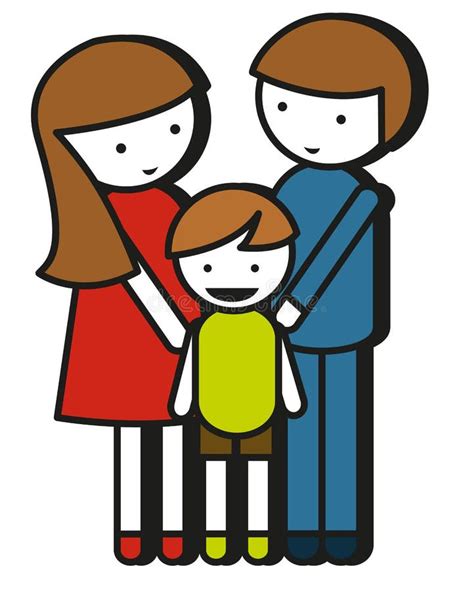 Dibujo Simple De La Familia Con Los Padres Y El Niño Ilustración Del